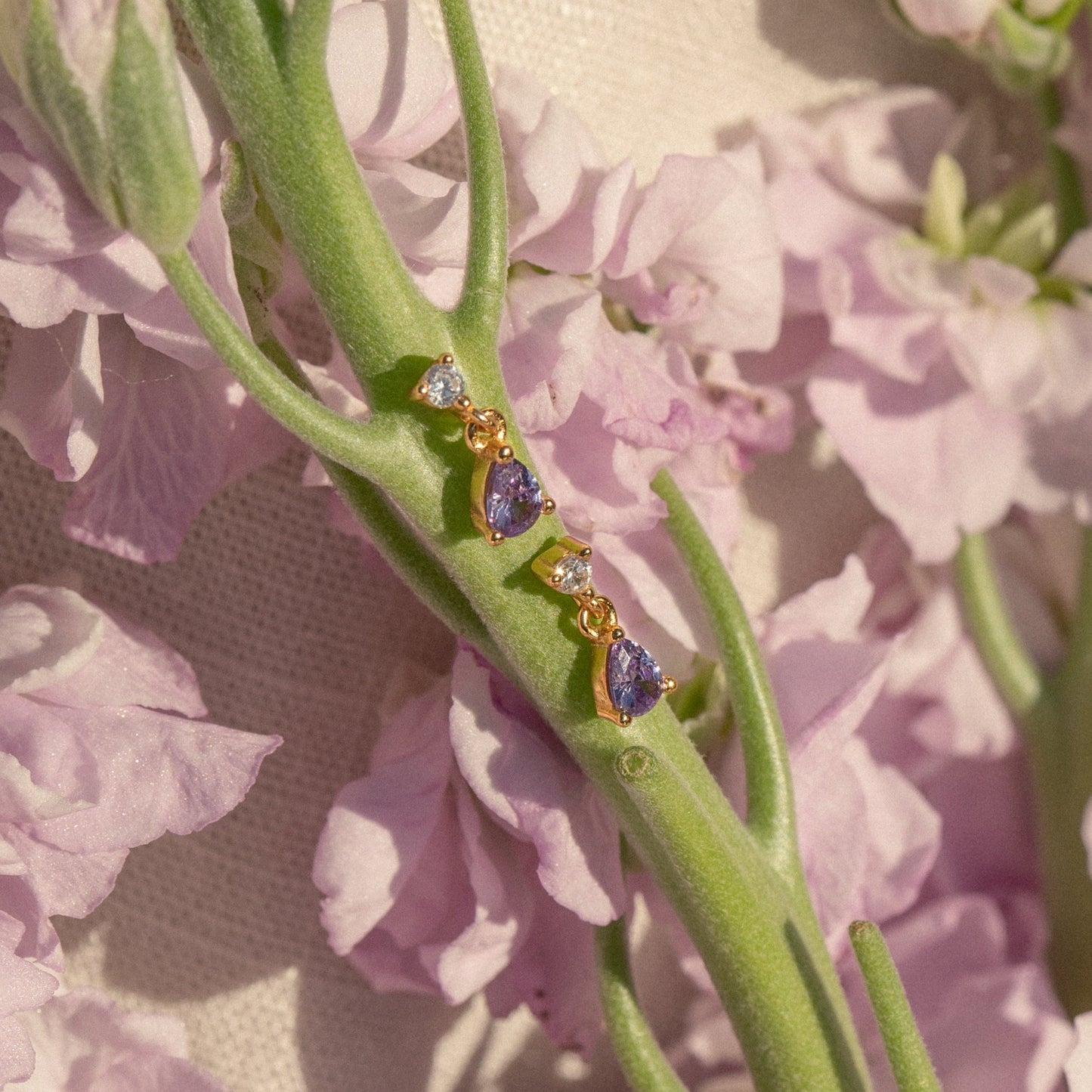 Lavender Drop Stud Earring