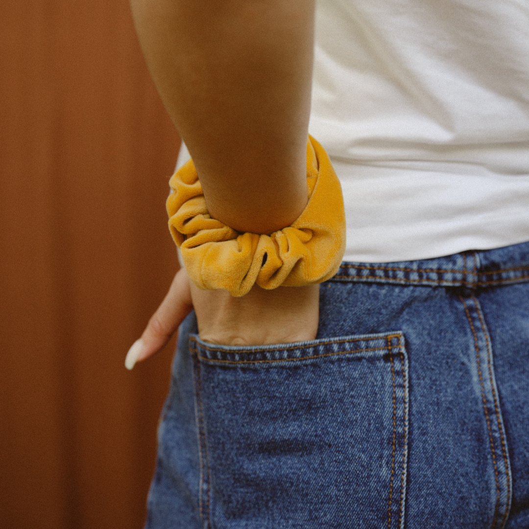 Mustard Velvet Scrunchie